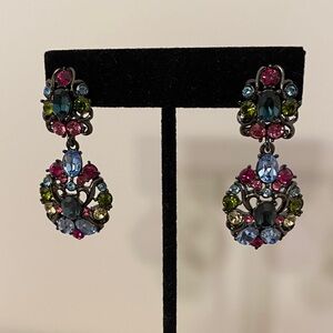 Vintage Joan Rivers Multicolored Earrings Pierced Dangle Drop Statement Signed